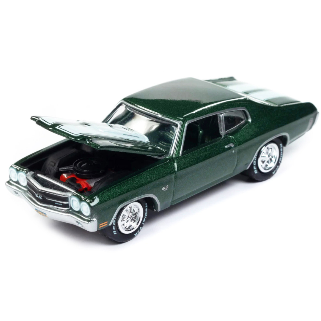 1970 Chevrolet Chevelle SS Forest Green Metallic with White Stipes "John Wick" (2014) Movie Pop Culture 2024 Release 1 1/64 Diecast Model Car