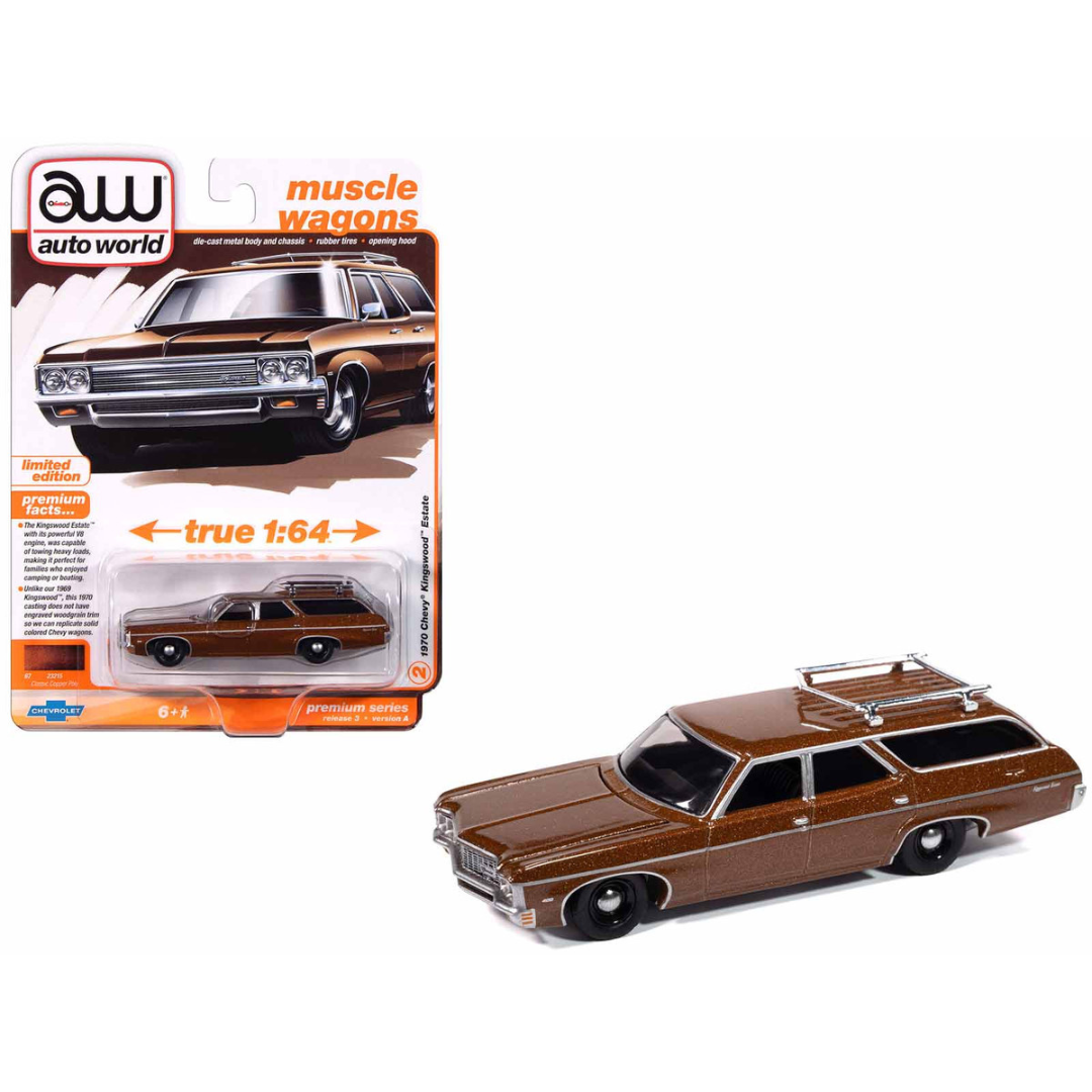 1970 Chevrolet Kingswood Estate Wagon Classic Copper Metallic with Roof Rack "Muscle Wagons" Series 1/64 Diecast Model Car