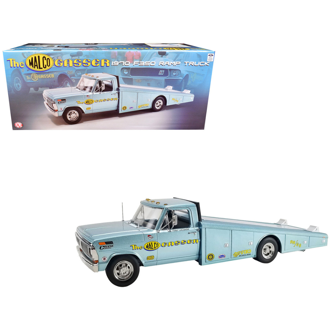 1970 Ford F-350 Ramp Truck Light Blue Metallic "Malco Gasser" Limited Edition to 240 pieces Worldwide 1/18 Diecast Model Car