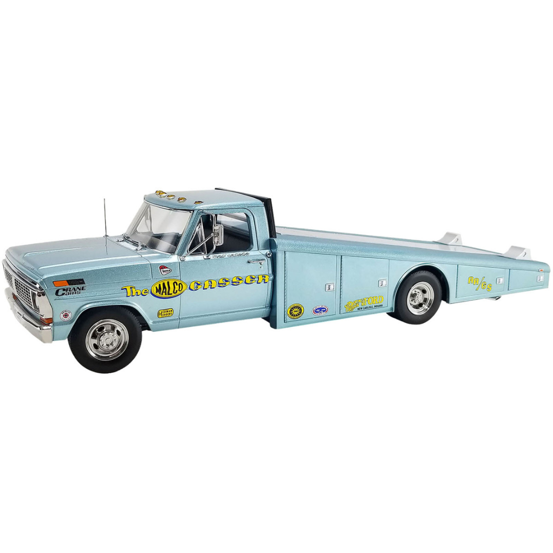 1970 Ford F-350 Ramp Truck Light Blue Metallic "Malco Gasser" Limited Edition to 240 pieces Worldwide 1/18 Diecast Model Car