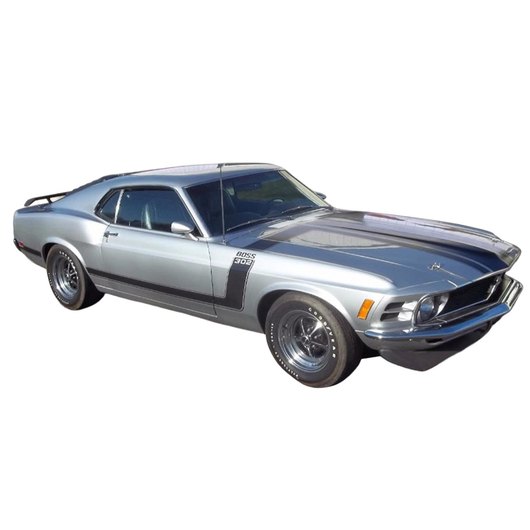 1970 Ford Mustang BOSS 302 "Special Order" Light Silver Metallic with Black Stripes Limited Edition to 302 pieces Worldwide 1/18 Diecast Model Car