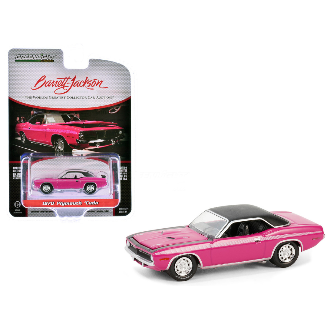 1970 Plymouth Barracuda Moulin Rouge Pink with Black Top (Las Vegas 2023) Barrett Jackson "Scottsdale Edition" Series 14 1/64 Diecast Model Car