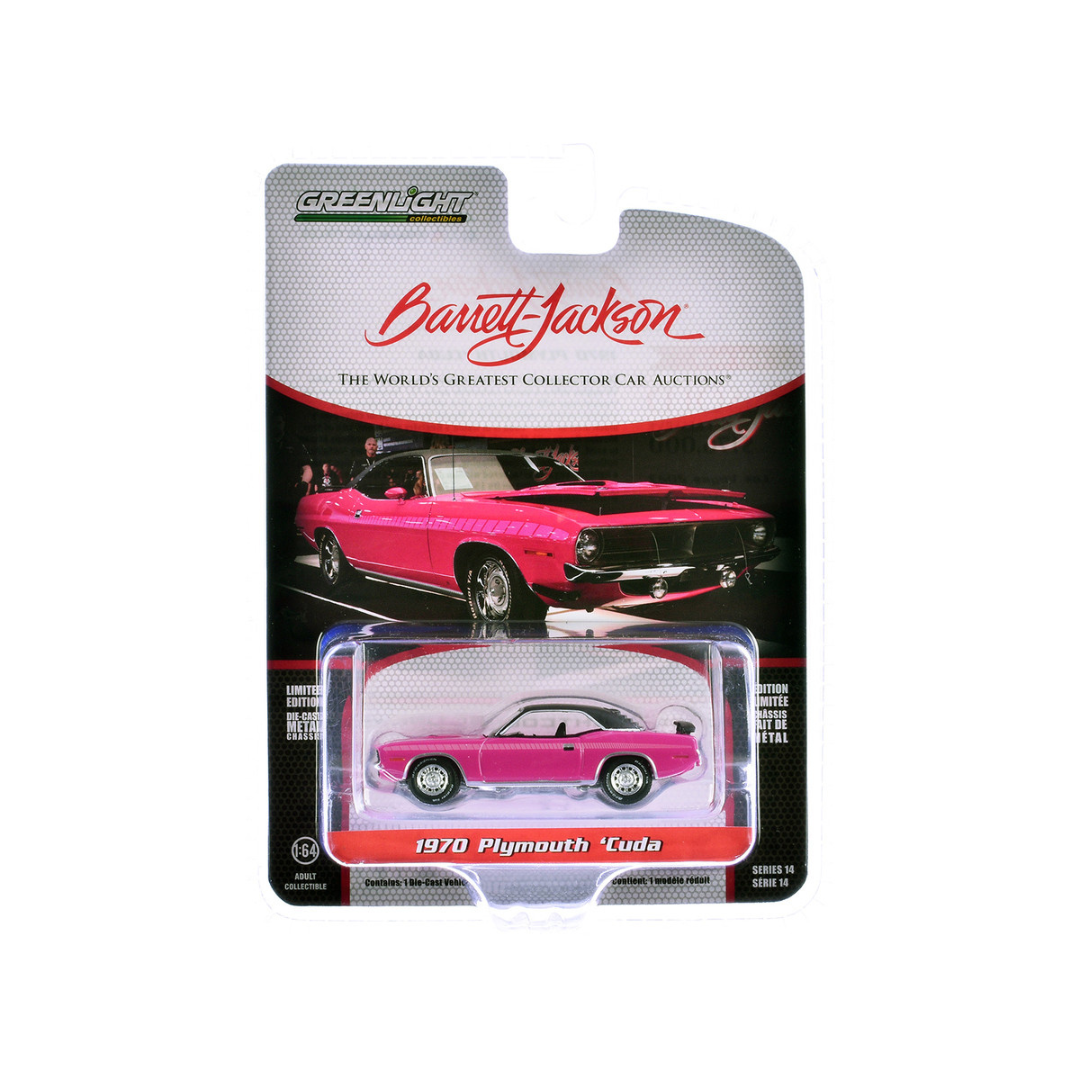 1970 Plymouth Barracuda Moulin Rouge Pink with Black Top (Las Vegas 2023) Barrett Jackson "Scottsdale Edition" Series 14 1/64 Diecast Model Car