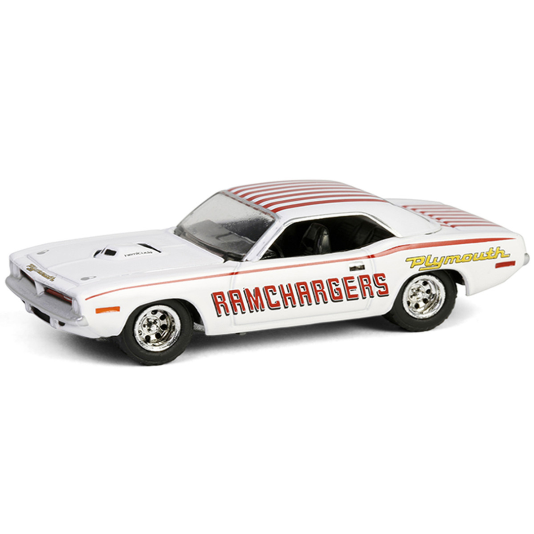 1970 Plymouth Hemi Barracuda "Ramchargers" White with Red Stripes "Running on Empty" Series 17 1/64 Diecast Model Car