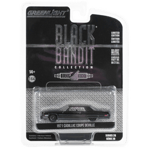 1971 Cadillac Coupe DeVille Lowrider "Black Bandit" 1/64 Diecast Model Car by Greenlight
