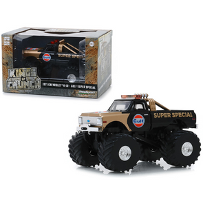 1971 Chevrolet K-10 Monster Truck "Gulf Super Special" Black with 66-Inch Tires 1/43 Diecast