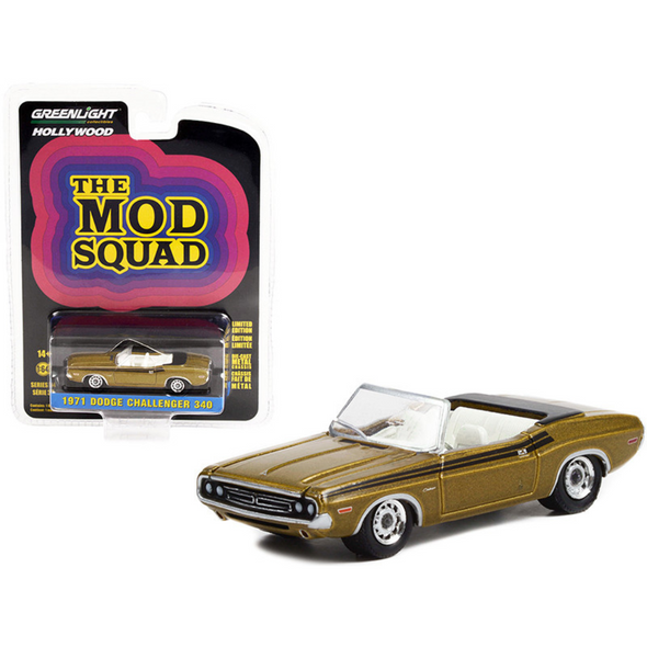 1971 Dodge Challenger 340 Convertible 'The Mod Squad" (1968-1973) 1/64 Diecast Model Car by Greenlight