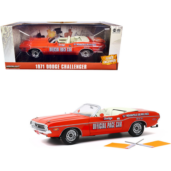 1971 Dodge Challenger Convertible Official Pace Car "55th Indianapolis 500 Mile Race" 1/18 Diecast Model Car by Greenlight