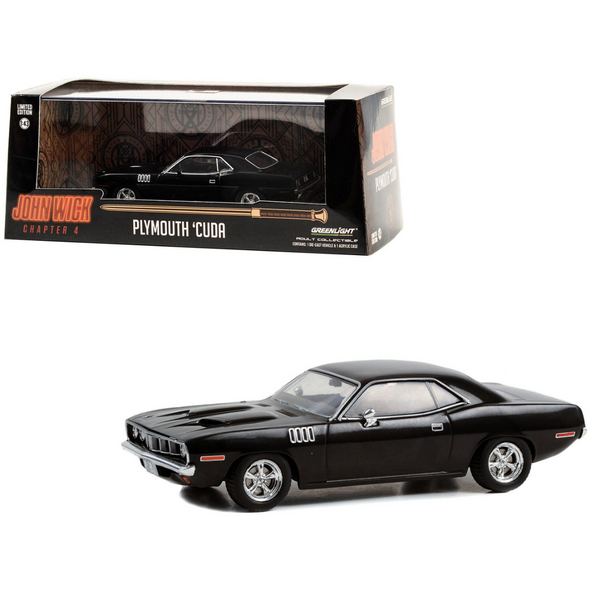 1971 Plymouth Barracuda "John Wick: Chapter 4" (2023) 1/43 Diecast Model Car by Greenlight