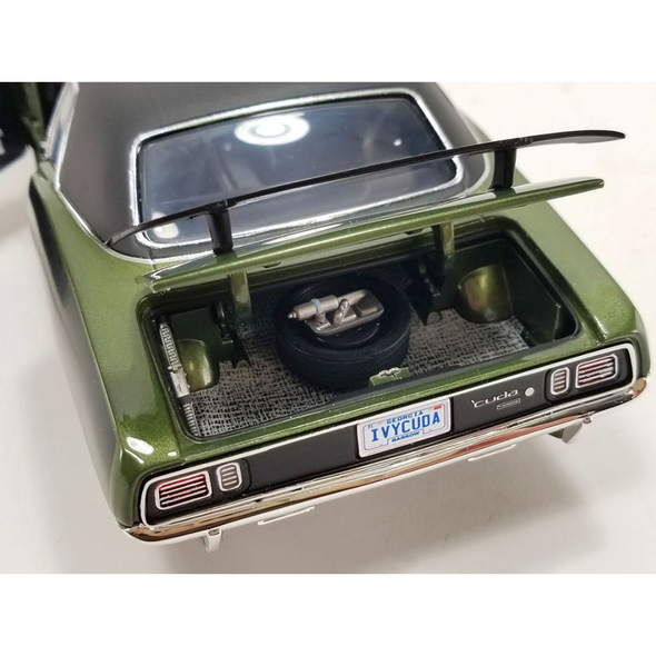 1971 Plymouth Hemi Barracuda Ivy Green with Black Vinyl Top 1/18 Diecast Model Car by ACME