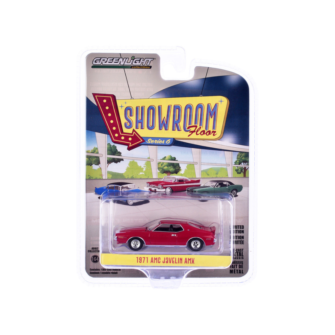 1971 AMC Javelin AMX Matador Red with White Hood Stripe "Showroom Floor" Series 6 1/64 Diecast Model Car