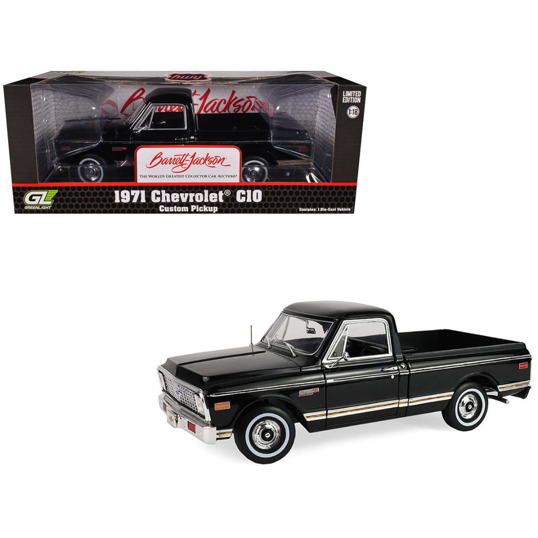 1971 Chevrolet C-10 Custom Pickup Truck Black "Barrett-Jackson - Scottsdale 2024" 1/18 Diecast Model Car