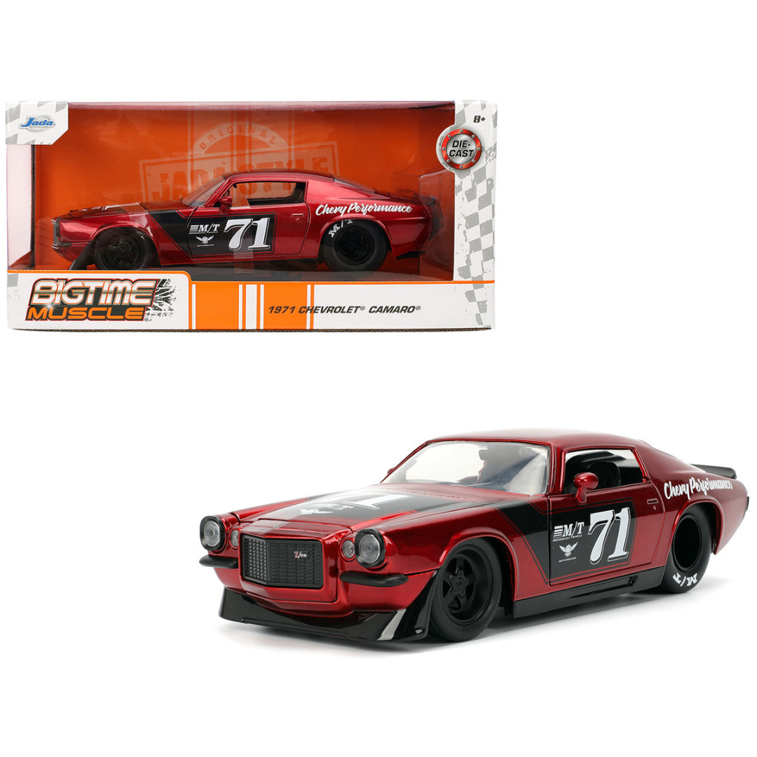 1971 Chevrolet Camaro #71 Red Metallic with Black Stripes "Bigtime Muscle" Series 1/24 Diecast Model Car