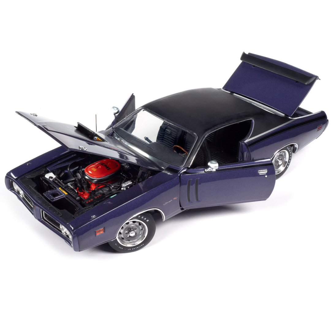 1971 Dodge Charger R/T Plum Crazy Purple Metallic with Black Vinyl Top "Muscle Car & Corvette Nationals" (MCACN) "American Muscle" Series 1/18 Diecast Model Car