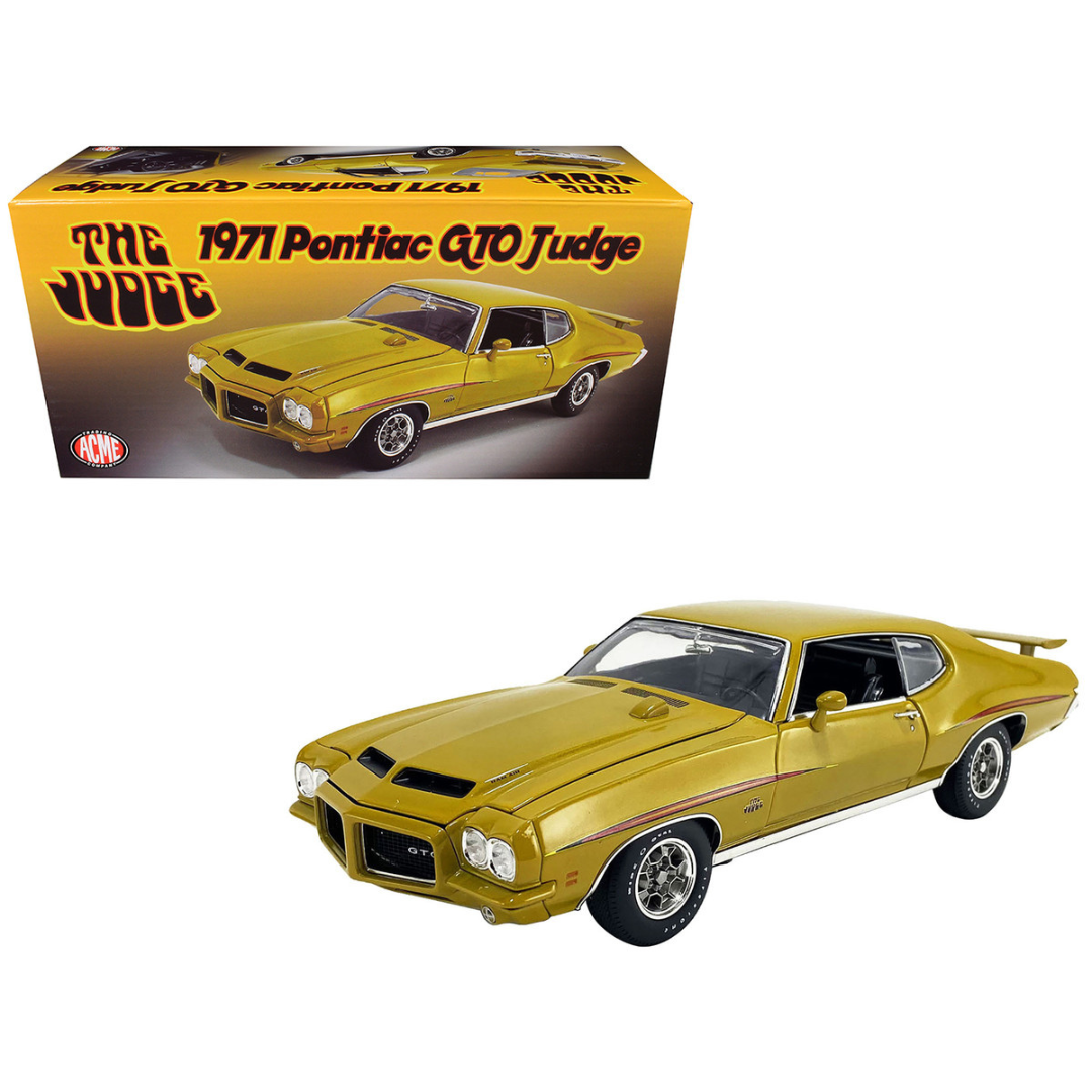 1971 Pontiac GTO Judge Quezal Gold Metallic Limited Edition 1/18 Diecast Model Car