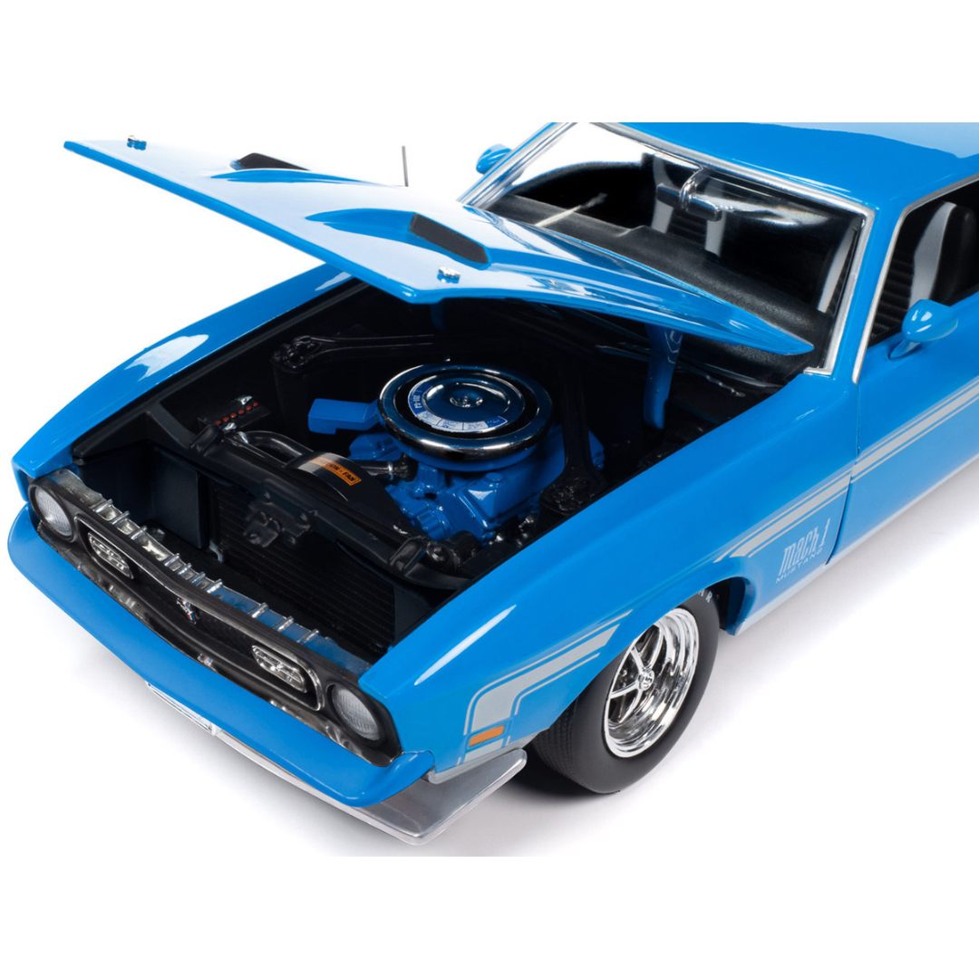 1972-ford-mustang-mach-1-grabber-blue-1-18-diecast-model-car-by-auto-world