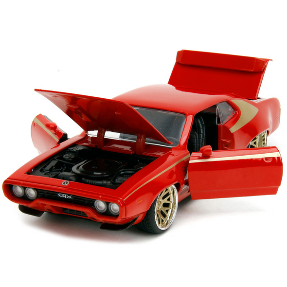 1972-plymouth-gtx-red-with-gold-graphics-1-24-diecast-model-car-by-jada