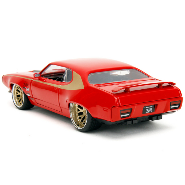 1972 Plymouth GTX Red with Gold Graphics 1/24 Diecast Model Car by Jada