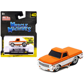 1972-chevrolet-c-10-pickup-truck-orange-and-white-1-64-diecast-model-car