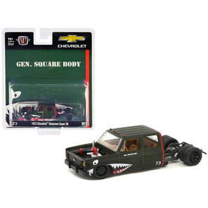 1973 Chevrolet Cheyenne Super 30 Bedless Truck #73 Dark Green "General Square Body" Limited Edition 1/64 Diecast Model Car
