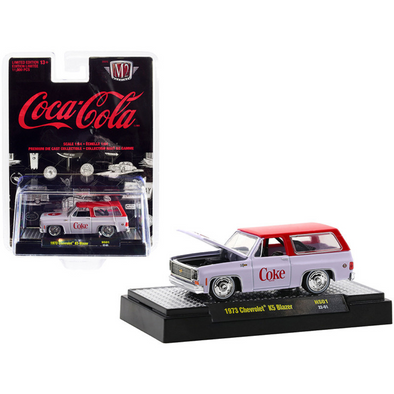 1973 Chevrolet K5 Blazer with Lowered Chassis "Coca-Cola" White with Coke Red Top 1/64 Diecast