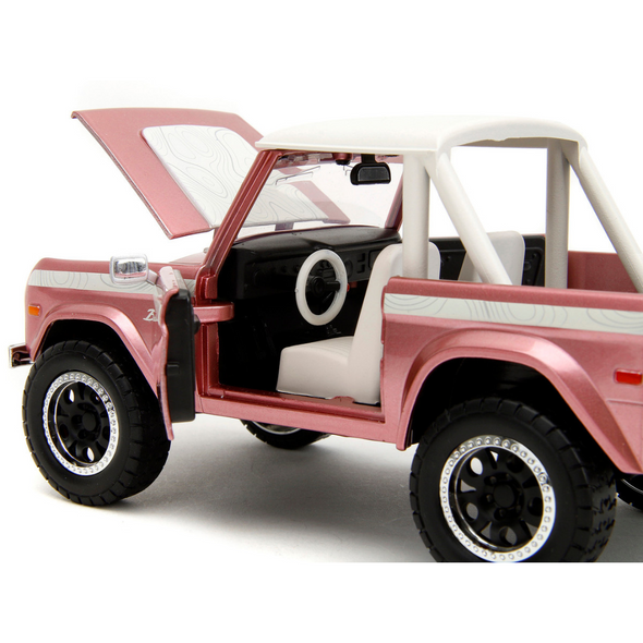 1973 Ford Bronco Pink Metallic 1/24 Diecast Model Car by Jada