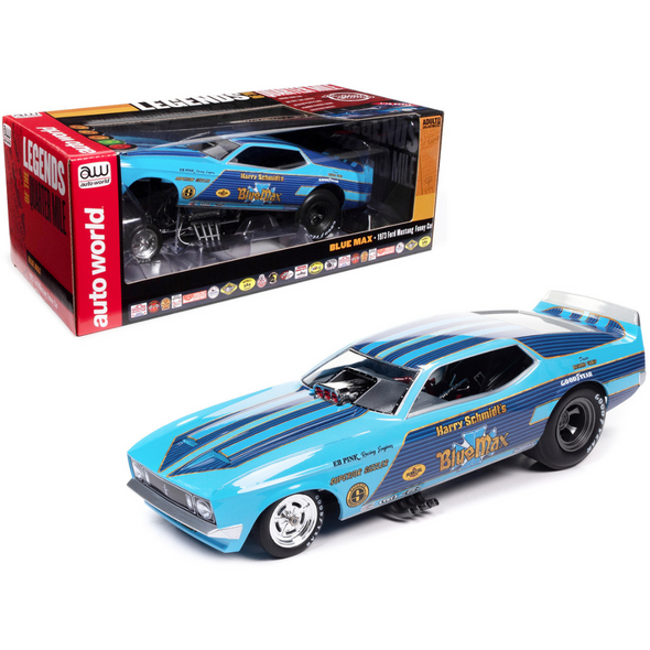 1973 Ford Mustang Funny Car "Harry Schmidt's Blue Max" 1/18 Diecast Model Car by Auto World