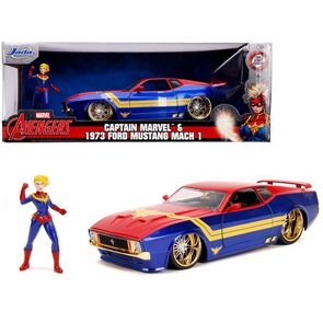 1973-ford-mustang-mach-1-with-captain-marvel-diecast-avengers-1-24-diecast