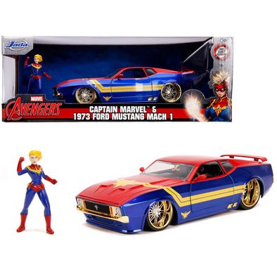 1973-ford-mustang-mach-1-with-captain-marvel-diecast-avengers-1-24-diecast