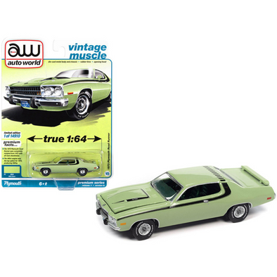 1973-plymouth-road-runner-440-mist-green-1-64-diecast-model-car-by-auto-world