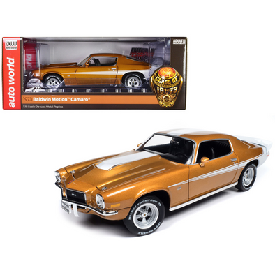 1973 Chevrolet Camaro "Baldwin Motion" Light Copper Metallic with White Stripes "Class of 1973" "American Muscle" Series 1/18 Diecast Model CarDiecast Model Car by Auto World