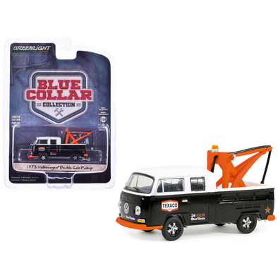 1973 Volkswagen Double Cab Tow Truck Black and White "Texaco 24 Hour Road Service" "Blue Collar Collection" Series 13 1/64 Diecast Model Car