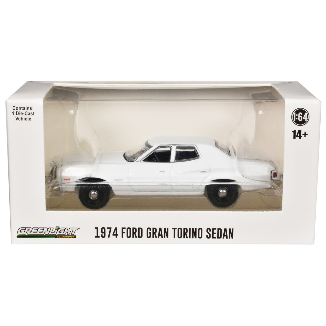 1974-1976 Ford Gran Torino Sedan Police Car White "Hot Pursuit - Hobby Exclusive" Series 1/64 Diecast Model Car