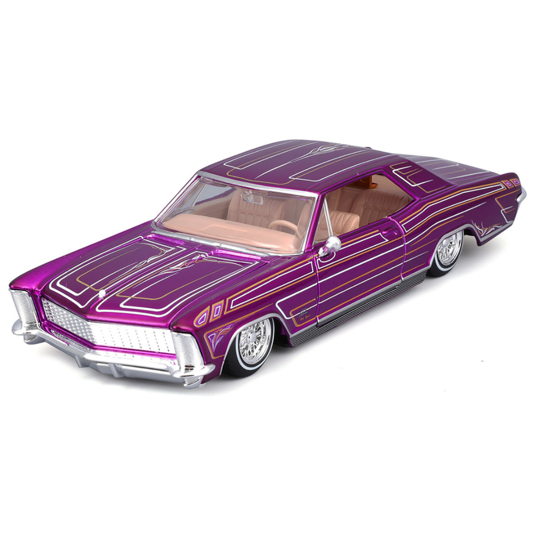 1965 Buick Riviera Lowrider Purple Metallic with Graphics "Lowriders" Series 1/26 Diecast Model Car