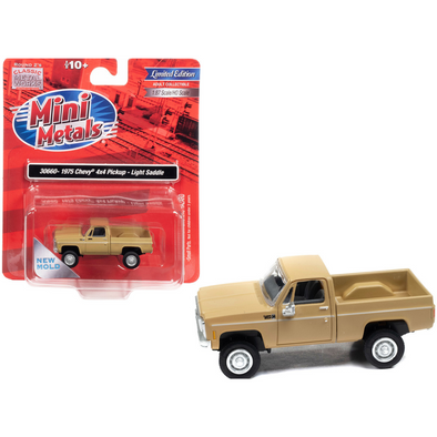 1975 Chevrolet 4x4 Pickup Truck Light Saddle Beige 1/87 (HO) Scale Model Car by Classic Metal Works