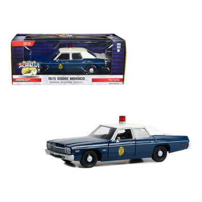 1975-dodge-monaco-dark-blue-with-white-top-kansas-highway-patrol-hot-pursuit-series-1-24-diecast-model-car-by-greenlight
