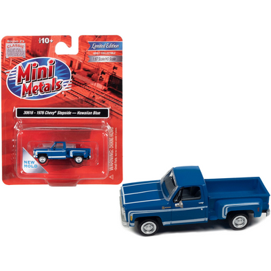 1976-chevrolet-stepside-pickup-truck-hawaiian-blue-with-white-stripes-1-87-ho-scale-model