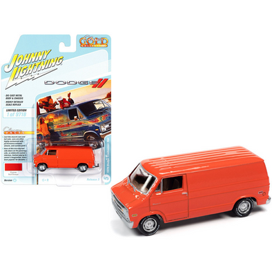 1976 Dodge Tradesman Van Custom Red-Orange 1/64 Diecast Model Car by Johnny Lightning