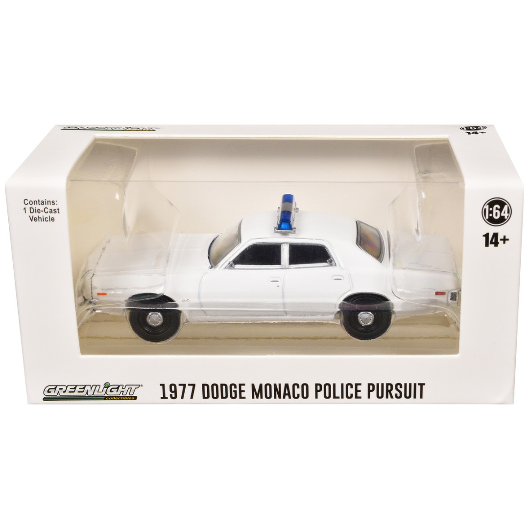 1977-78 Dodge Monaco Police Pursuit White with Light Bar "Hot Pursuit - Hobby Exclusive" Series 1/64 Diecast Model Car