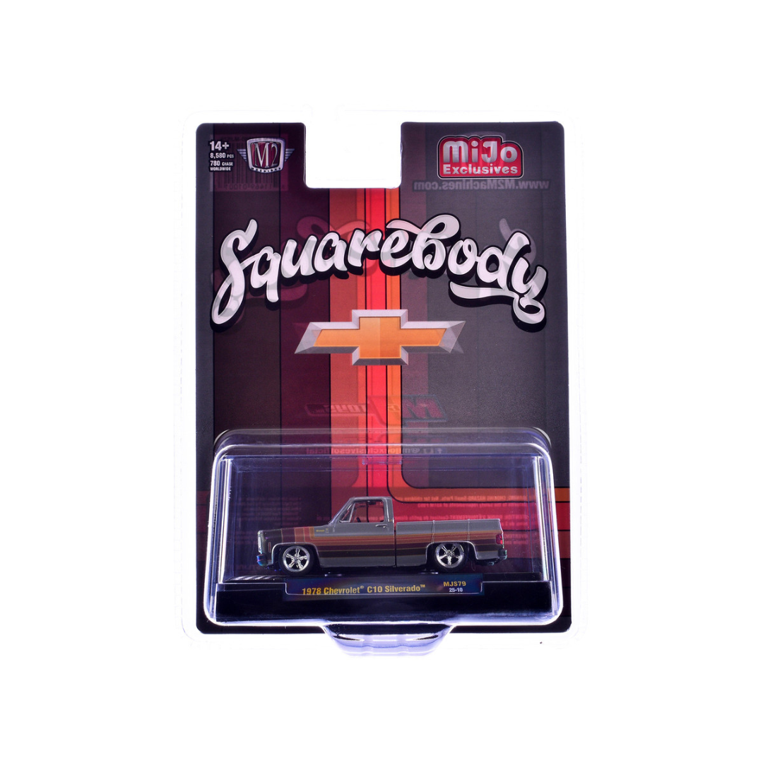 1978 Chevrolet C10 Silverado Pickup Truck Gray with Stripes Limited Edition to 8580 pieces Worldwide 1/64 Diecast Model Car
