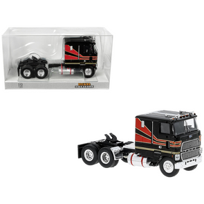 1978 Ford CLT 9000 Truck Tractor Black with Red Stripes 1/87 (HO) Scale Model Car