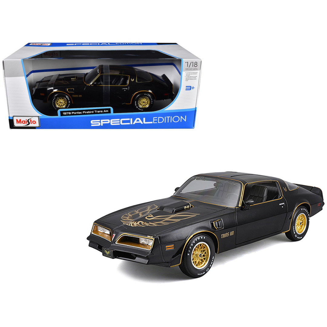 1978 Pontiac Firebird Trans Am Black Metallic with Hood Graphics "Special Edition" Series 1/18 Diecast Model Car