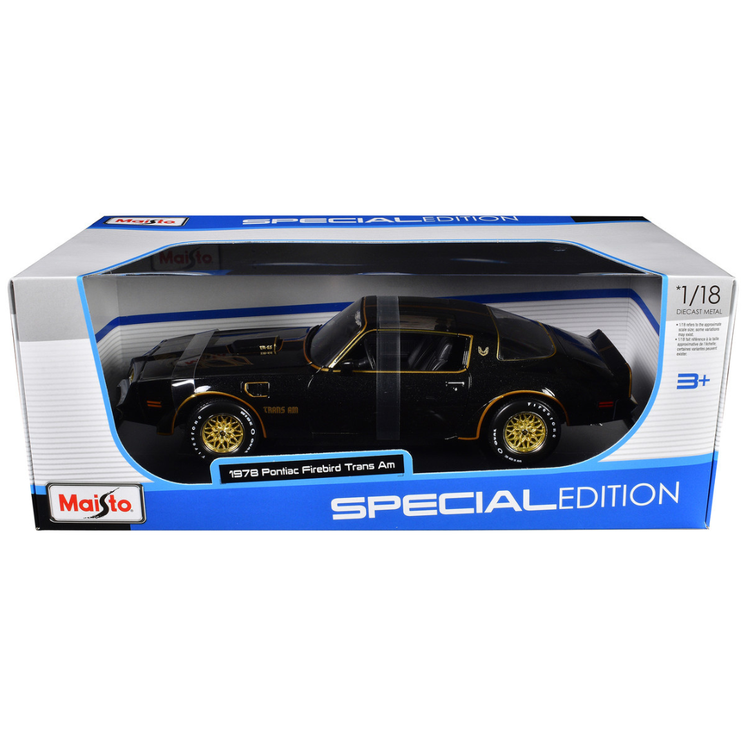 1978 Pontiac Firebird Trans Am Black Metallic with Hood Graphics "Special Edition" Series 1/18 Diecast Model Car