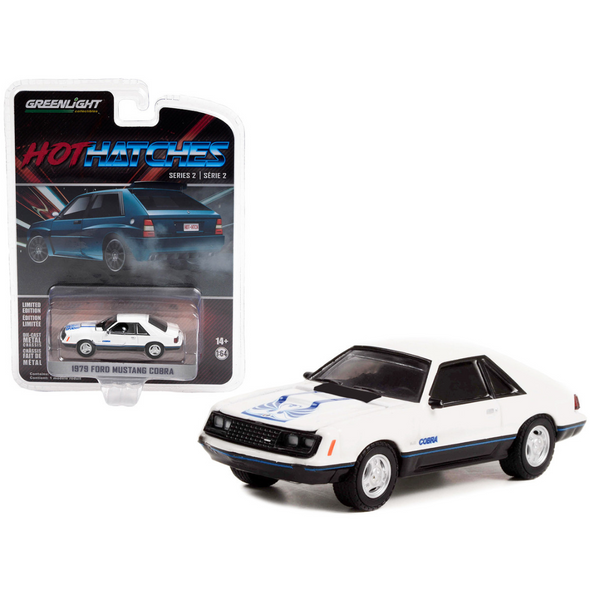 1979 Ford Mustang Cobra White "Hot Hatches" 1/64 Diecast Model Car by Greenlight