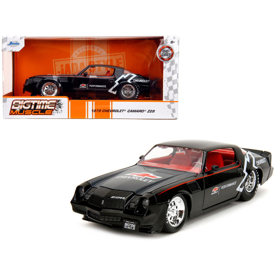 1979 Chevrolet Camaro Z28 "Chevrolet Performance" Black with Carbon Hood and Red Interior "Bigtime Muscle" Series 1/24 Diecast Model Car