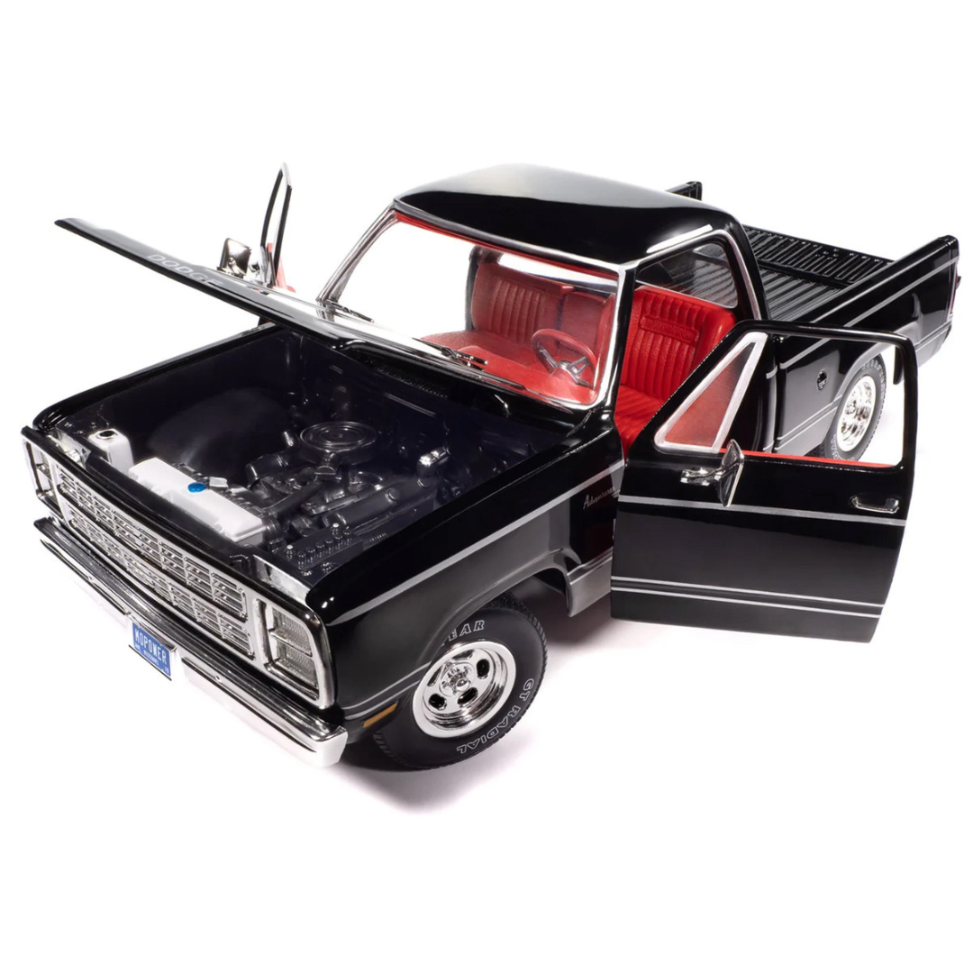 1979 Dodge Adventurer Sweptline Pickup Truck Black with Red Interior "American Muscle" Series 1/18 Diecast Model Car