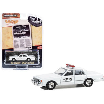 1980-chevrolet-impala-9c1-police-white-chevrolet-presents-two-tough-choices-vintage-ad-cars-series-9-1-64-diecast-model-car-by-greenlight