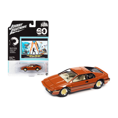 1980 Lotus Turbo Esprit S3 Orange Metallic with Stripes James Bond 007 "For Your Eyes Only" (1981) Movie "Pop Culture" 2022 Release 1 1/64 Diecast Model Car by Johnny Lightning