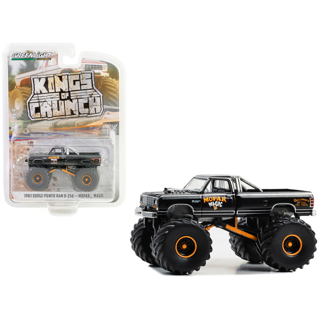 1983 Dodge Power Ram D-250 Monster Truck Black "Mopar Magic" "Kings of Crunch" 1/64 Diecast Model Car