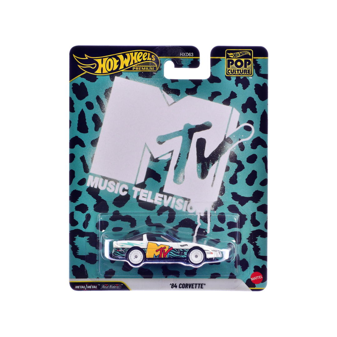 1984 Chevrolet Corvette "MTV" White with Stripes and Graphics "Pop Culture" Series Diecast Model Car by Hot Wheels